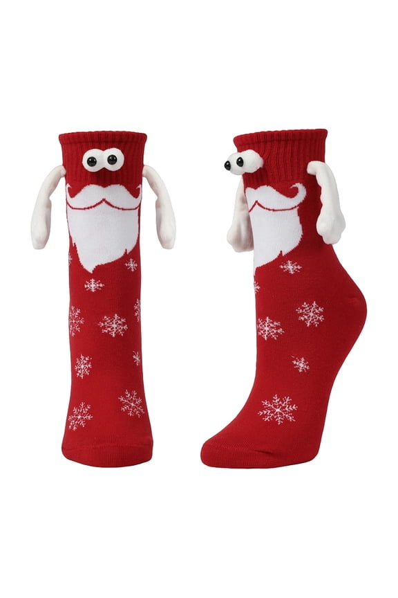 Holding Hands Socks Couples Cute Magnetic Sweat-Wicking Breathable Mid Calf Socks with Sewn Eyes Soft Cozy Funny Gifts for Women, Men, Teens, Friends