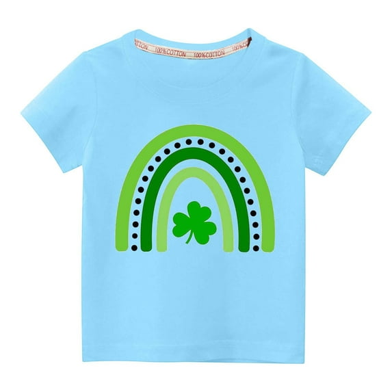 Alkepwun Holiday Shirt for Kids St Patricks Day Shamrocks Shirt Boys Girls Funny Print Graphic Shirt Toddler Casual Crewneck Tees Short Sleeve Cotton Tops