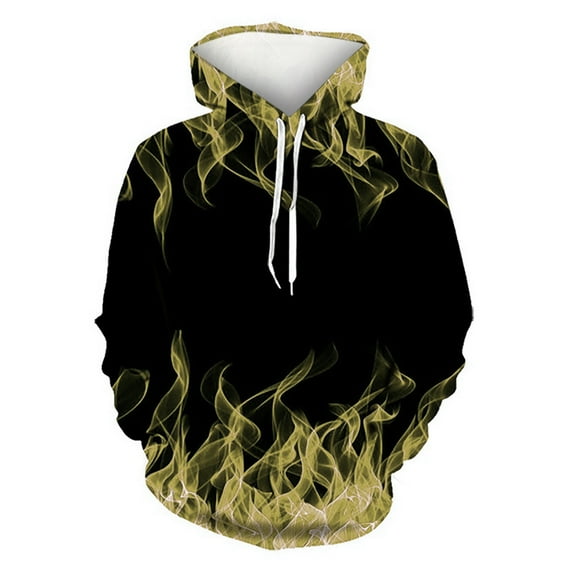 Alkepwun Hoodies for Men Unisex 3D Cool Colorful Flame Printed Long Sleeved Hoodie Pullover Sweater Relaxed Fit Comfortable Soft Casual Sweatshirt