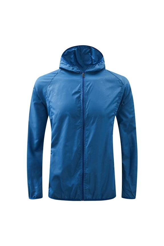 Jackets for Women Unisex Solid Color Outdoor Sports Waterproof Sun Protection Windbreaker Lightweight Breathable Pockets Zipper Hooded Jacket