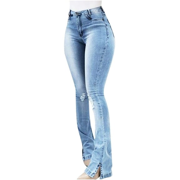 Alkepwun Jeans for Women Mid Rise Western Bootcut Jeans Stretchy Casual Slim Flared Denim Pants with Pockets