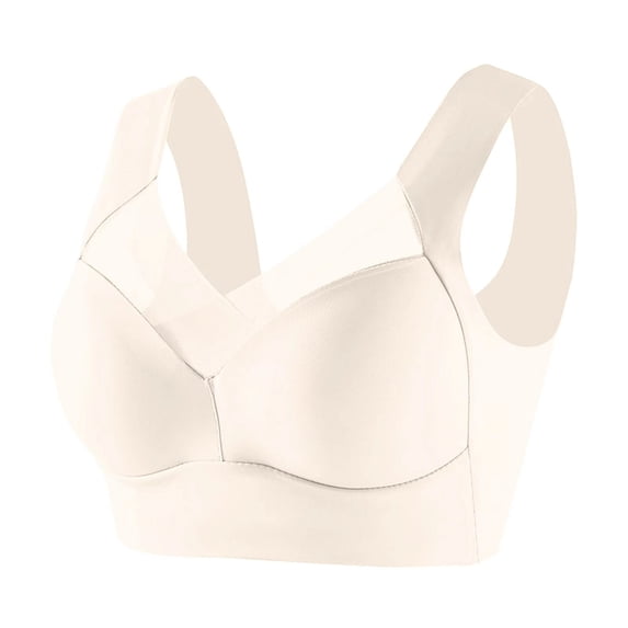Alkepwun Jelly Bras for Women Plus Size Wire-Free Anti-Sagging Support Gathering Bra Lightweight Side-Smoothing Comfortable Breathable Full-Cup Daily Sports Yoga Tank Top Underwear