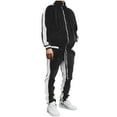 thumbnail image 1 of Alkepwun Jogging Suits for Men Color Blocked Velvet Long Sleeve Full Zip Stand Up Collar Warm Suit Straight Leg Pockets Drawstring Windproof Warmth Pants Casual Loose Fit Outdoor Fitness Sports Set, 1 of 5