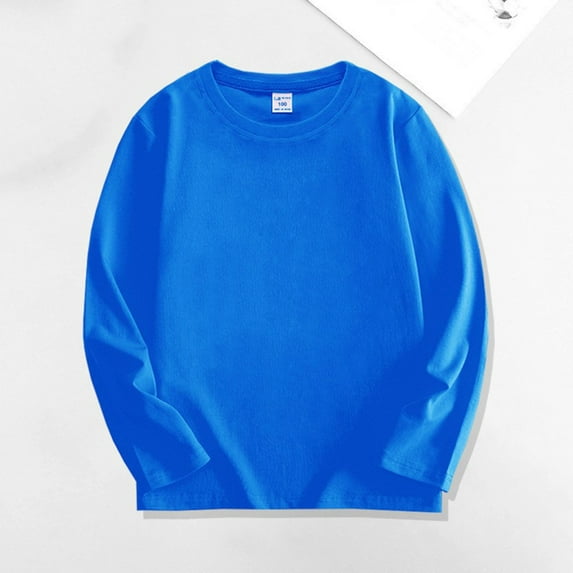 Alkepwun Kids Boys Long Sleeve T Shirts Toddler Baby Girl Basic Cotton Shirts Soft Crewneck T-Shirt for Boys or Girls 1-12 Years
