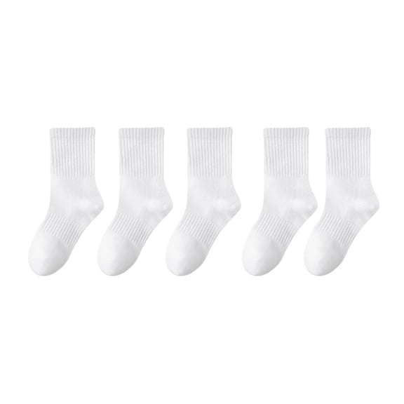 Alkepwun Kids Socks 5 Pairs Casual Stretchy Ribbed Cotton Breathable Soft Basketball Socks Half Cushioned Mid Cut Sweat-Wicking Athletic SchoolYouth Kids Crew Socks