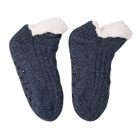 Alkepwun Kids Socks Thickened Fleece-Lined Chunky Knit Cable Pattern Cold-Resistant Warm Anti-Slip Floor Sock Soft Comfortable Breathable Short Snow Boots Socks