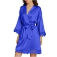 thumbnail image 1 of Alkepwun Kimono Robes for Women Lace Silky Bride Bridesmaids Robe Lightweight Short Satin Robe for Wedding Bridal Birthday Party, 1 of 7