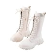 thumbnail image 1 of Alkepwun Knee High Boots Minimalist Solid Color Lace Up Side Zipper College Style Leather Shoes Thick Sole Slip Resistant Outdoor Riding Shoe Fleece Lined Thickened Warm Windproof Waterproof Boots, 1 of 5