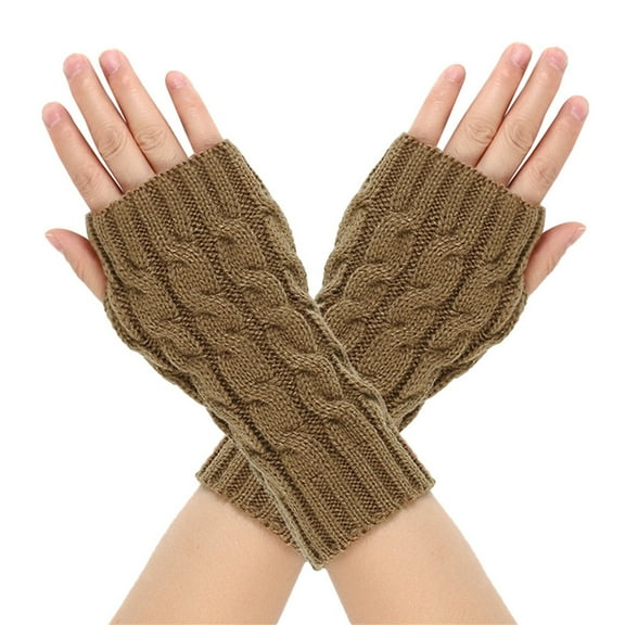 Alkepwun Knitted Fingerless Gloves for Women Winter Thumbhole Ribbed Wrist Warmer Crochet Arm Warmers Hand Mittens