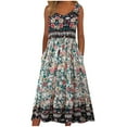 thumbnail image 1 of Alkepwun Long Dresses for Women Boho Vintage Floral Sleeveless Crew Neck Elastic Waistband Pockets Tank Midi Dress Casual Loose Tiered A Line Beach Sundress, 1 of 2