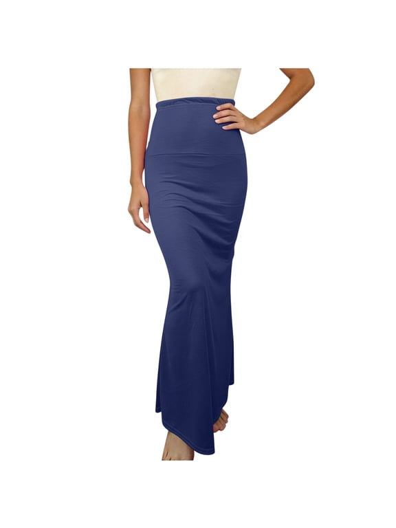 Long Skirts for Women Trendy High Waisted Solid Ruffle Bodycon Fishtail Pencil Skirts Going Retro Lightweight Elastic Breathable Flowing Skirts for Evening Party