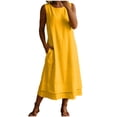 thumbnail image 1 of Alkepwun Maxi Dress Women's Sleeveless 100%Cotton Round Neck Double Layer Hem Loose Dresses with Pockets Summer Lightweight Breathable Vacation A-Line Flowy Tank Dress, 1 of 8