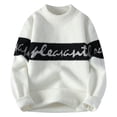 thumbnail image 1 of Alkepwun Men's Casual Pullover Sweater Letter Print Pound Neck Long Sleeves Unisex Casual Sweater Tops, 1 of 3