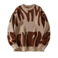 thumbnail image 1 of Alkepwun Ugly Sweater Men Solid Color Vintage Print Crew Neck Long Sleeve Relaxed Fit Sweaters Casual Comfortable Thickened Windproof Warm Tops Chunky Knit Minimalist High Stretch Street Style Top, 1 of 4