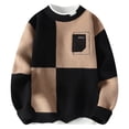 thumbnail image 1 of Alkepwun Men's Round Neck Patchwork Stretch knitted Sweater Pullover Long Sleeve Color Blocked Sweater Coat, 1 of 2