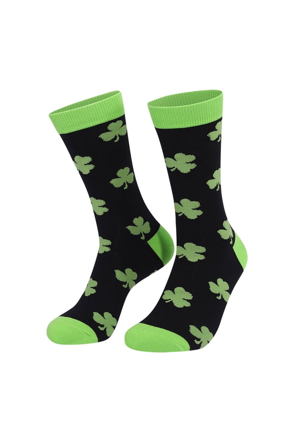 Men’s Socks for St.Patrick’s Day Leaves Print Adult Casual Funny Novelty Sports Mid-Calf Socks Breathable Comfortable Socks for Women Men Teens Gift Irish Crew Dress Socks