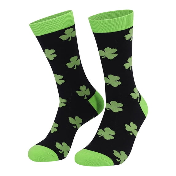 Alkepwun Men’s Socks for St.Patrick’s Day Leaves Print Adult Casual Funny Novelty Sports Mid-Calf Socks Breathable Comfortable Socks for Women Men Teens Gift Irish Crew Dress Socks