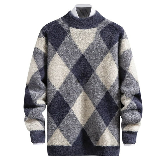 Alkepwun Men's Vintage Striped Sweater Knitted Long Sleeve Pullover Loose Oversized Top Casual Crewneck Shirt Fall Winter Top