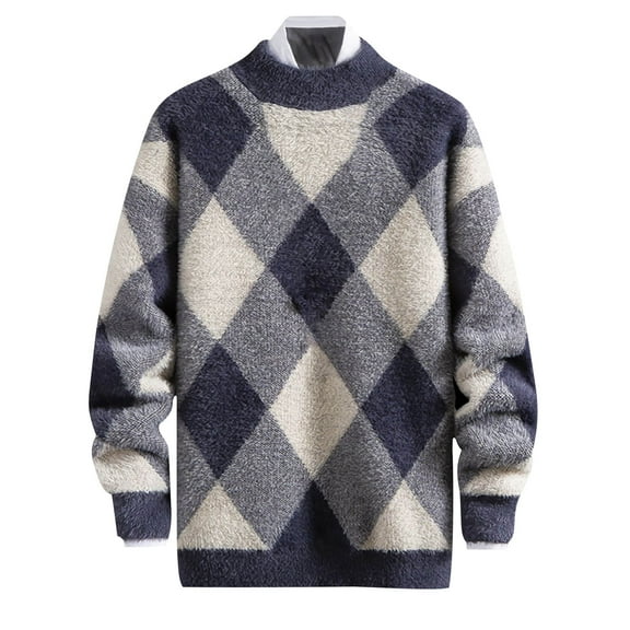 Alkepwun Men's Vintage Striped Sweater Knitted Long Sleeve Pullover Loose Oversized Top Casual Crewneck Shirt Fall Winter Top