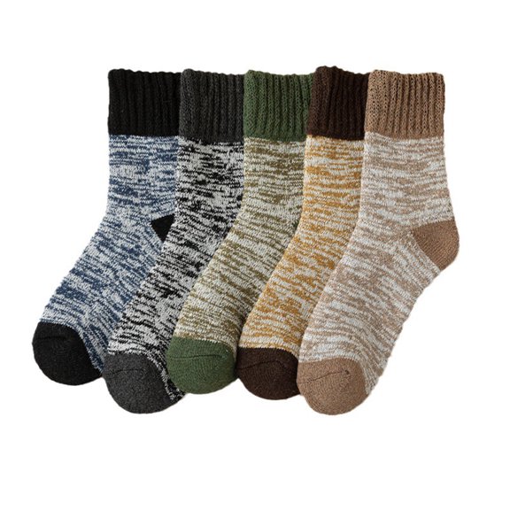 Alkepwun Men's Winter Printing Fleecing Warm Deodorize And Absorb Sweat Middle Barrel Socks
