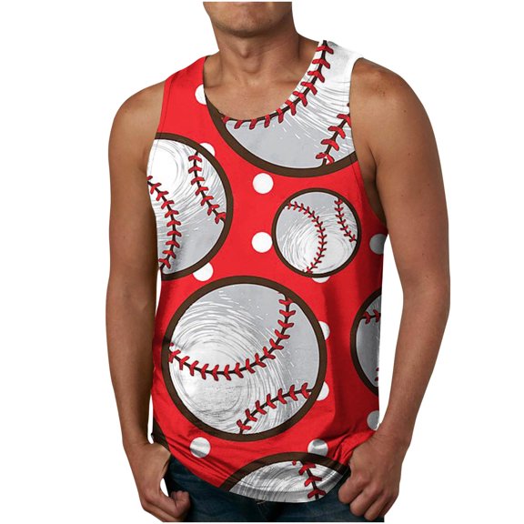 Alkepwun Mens 3D Graphic Print Baseball Shirts Tank Tops Gym Workout Crew Neck Sleeveless Casual Shirts Plus Size Tops
