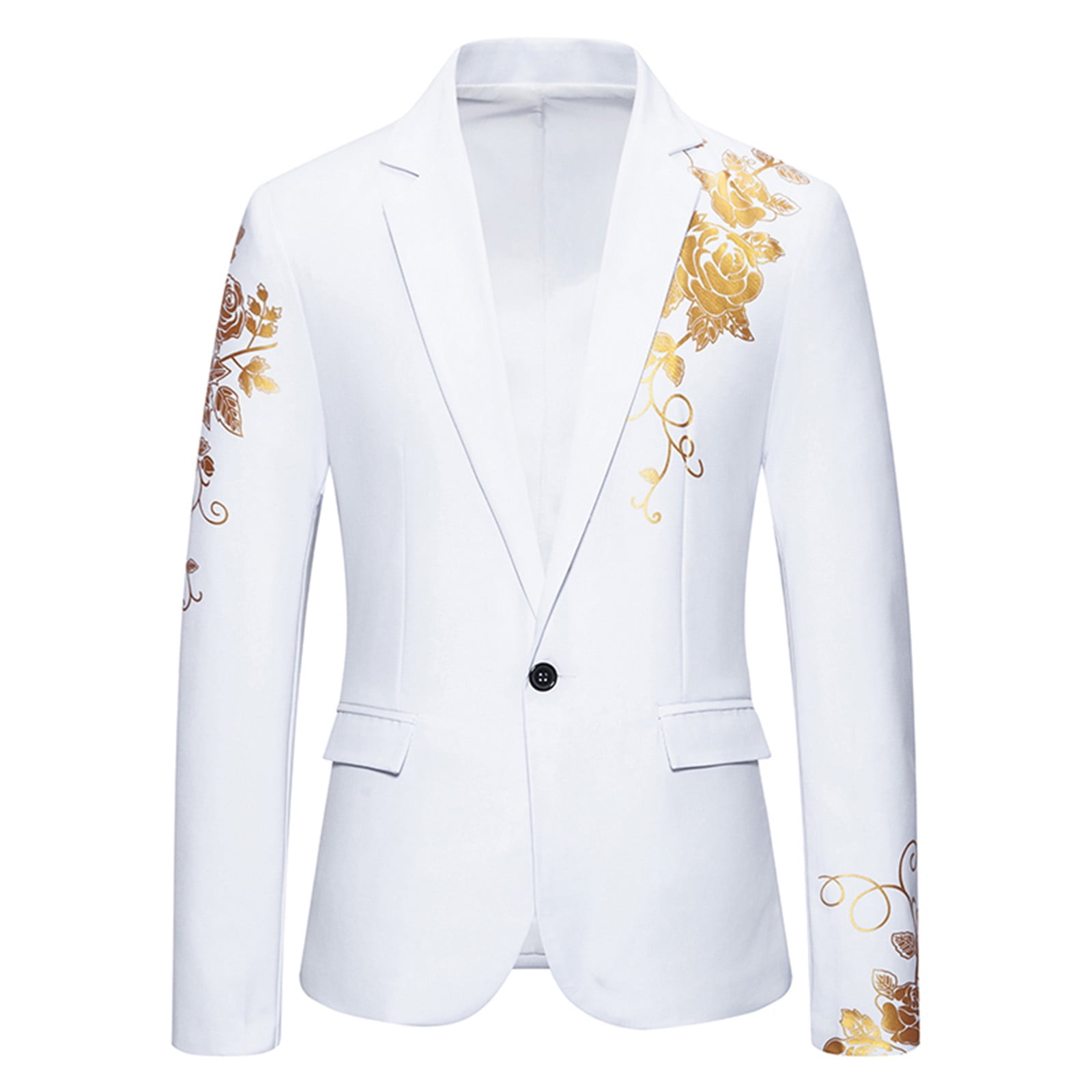 slim fit dress slacks White Shawl Lapel Three Pieces Prom Suits With Golden Beading main image 0