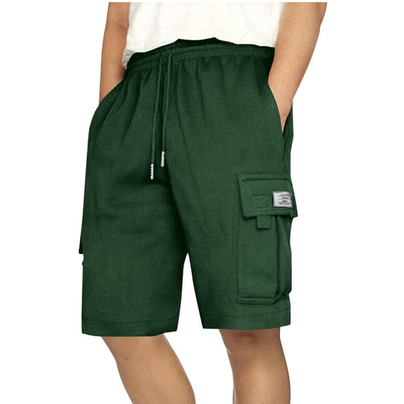 Alkepwun Mens Casual Sweat Cargo Shorts Drawstring Elastic Waist Athletic Workout Gym Jogger Shorts with Multi Pockets