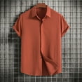 thumbnail image 1 of Alkepwun Mens Cotton Linen Shirts Casual Solid Color Short Sleeve Button Down Shirt Summer Beach Shirt on Clearance, 1 of 3