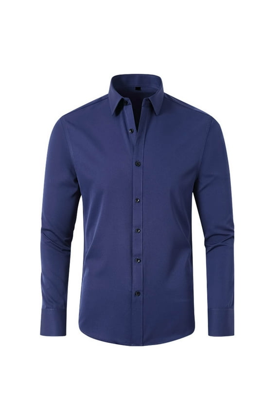 Mens Dress Shirts Solid Long Sleeve Formal Shirt Slim Fit Wrinkle Free Business Casual Button Down Shirts XS-3XL
