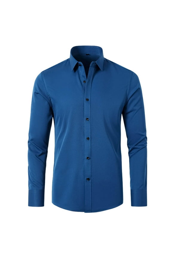 Mens Dress Shirts Solid Long Sleeve Formal Shirt Slim Fit Wrinkle Free Business Casual Button Down Shirts XS-3XL