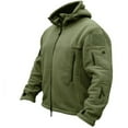 thumbnail image 1 of Alkepwun Mens Fall Jackets Outdoor Multi-Pocket Fleece Sweatshirt Military-Style Double-Sided Fleece Hooded Coat Warm Long Sleeve Full Zip Casual Outwear Hiking Sport Windproof Warm Coat, 1 of 9