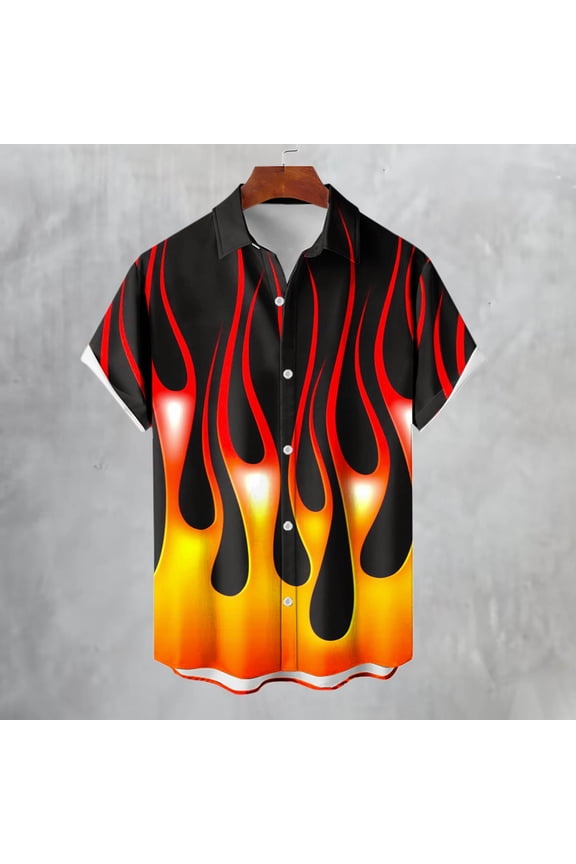 Mens Plus Size Button Down Short Sleeve Shirt Casual Collar Printed Hawaiian Shirt for Men Casual Beach Tops on Clearance