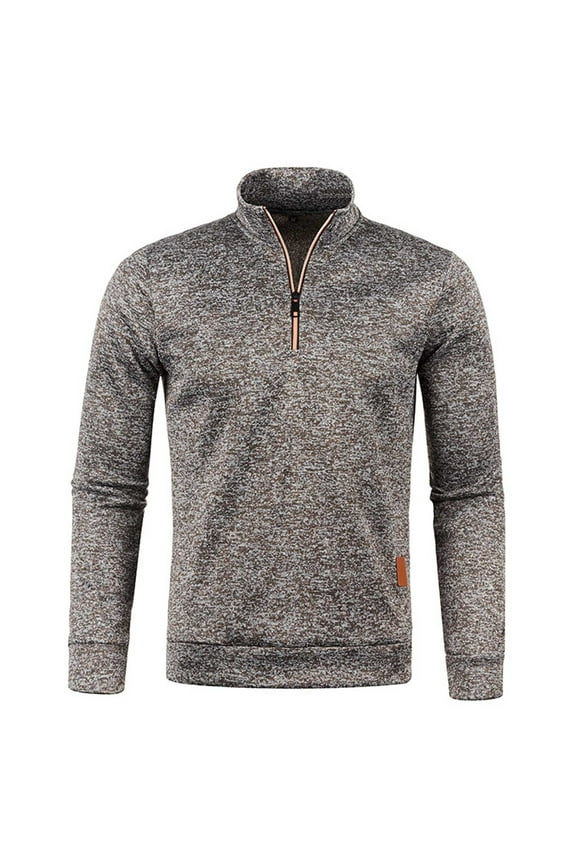 Mens Quarter Zip Pullover Casual Hoodless Sports Knit Sweater Long Sleeve Lightweight Fleece Lined Sweater Jacket Winter Thermal Slim Fit Golf Workout Mock Neck Sweatshirt