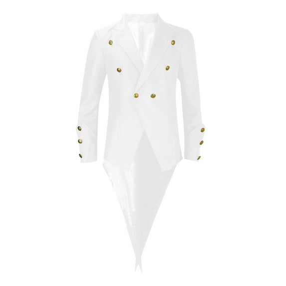 Alkepwun Mens Tuxedo Steampunk Victorian Jacket Gothic Tailcoat Costume Vintage Lapel Long Sleeve Button Outwear Viking Renaissance Pirate Halloween Casual Coats Costume