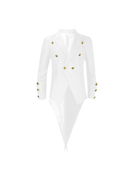 Mens Tuxedo Steampunk Victorian Jacket Gothic Tailcoat Costume Vintage Lapel Long Sleeve Button Outwear Viking Renaissance Pirate Halloween Casual Coats Costume
