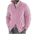 thumbnail image 1 of Alkepwun Mens Winter Cardigan Sweater Full Zip Up Stand Collar Cardigans Solid Color Long Sleeve Knitted Sweaters, 1 of 4