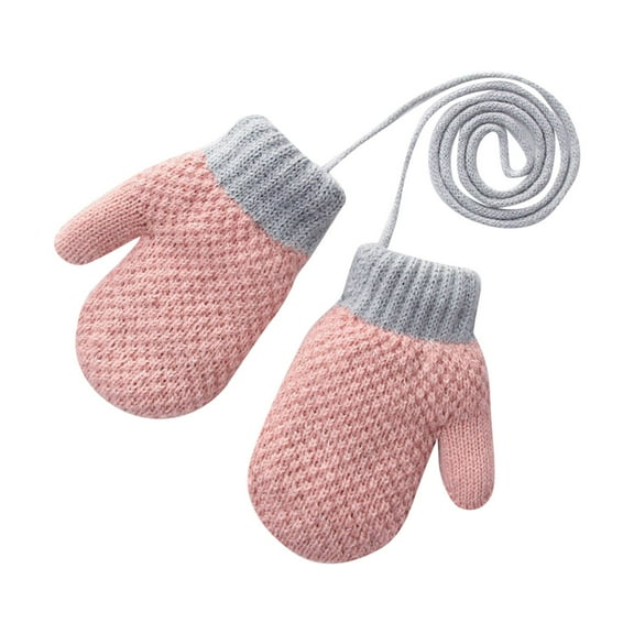 Alkepwun Mittens for Toddlers 1-3 Winter Color Block Knit Pineapple Pattern Neck Wraparound Mitts Fleece Lined Thickened Outdoor Skiing Cold Weather Gloves Soft Comfortable Cute Breathable Warm Glove