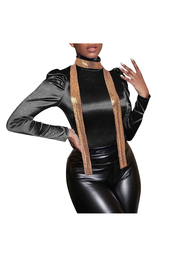 Neck Scarf for Women Glitter Sparkle Metal Sequins Neck Tie Scarf Party Evening Long Thin Skinny Tie Shawls Neckerchief Disco Style Shawls for Party Evening Event Beach Swimwear Daily Wear