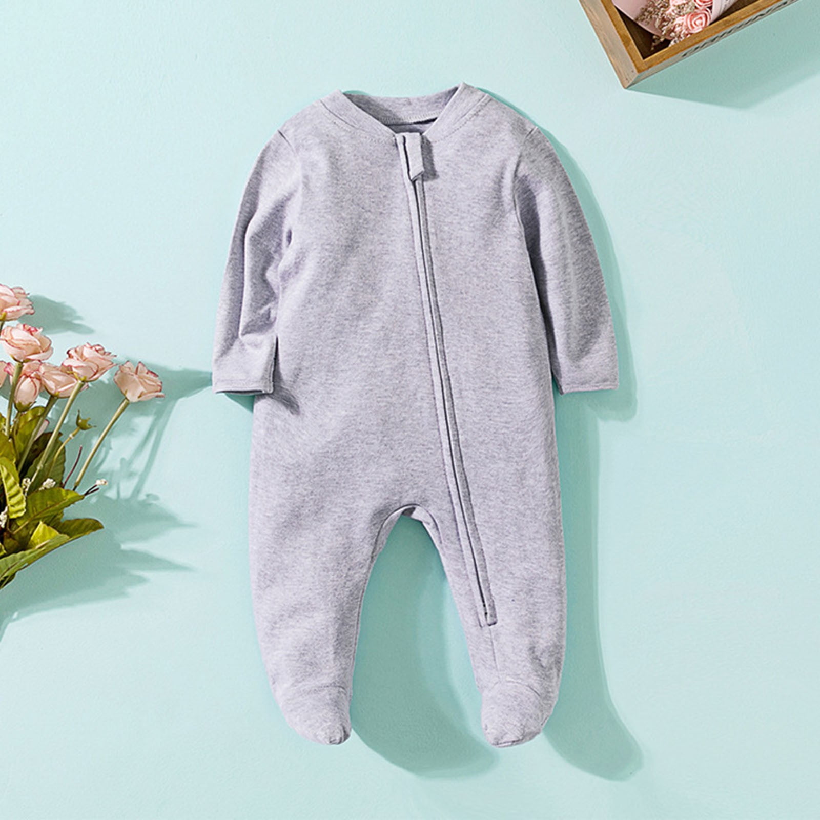 Alkepwun Newborn Footie Pajamas Basic Cotton Jumpsuits Double Zipper ...