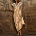 thumbnail image 1 of Alkepwun Nightgowns for Women Sexy Lace V Neck Sleepdress Silky Maxi Long Nightshirt Short Sleeve Satin Night Dress Plus Size Sleepwear, 1 of 4