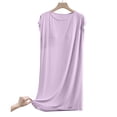 thumbnail image 1 of Alkepwun Nightgowns for Women Summer Lightweight Cap Sleeve Sleepshirt Short Sleeve Nightshirt Crew Neck Plain Pajama Dress with Built in Bra, 1 of 5