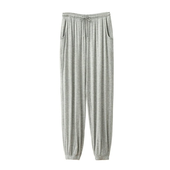 Alkepwun Pajama Pants Mens Lightweight Cuffed Yoga Lounge Pants with Pockets Drawstring Solid PJ Bottoms Ultra Soft Cotton Sleepwear