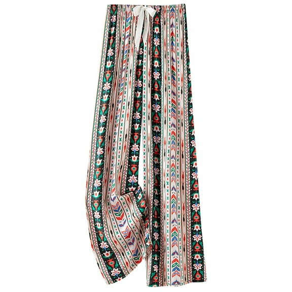 Alkepwun Pajama Pants Women Comfy Soft Casual Floral Print Drawstring Palazzo Lounge Pj Pants Cotton Wide Leg Pajama Bottoms Sleepwear