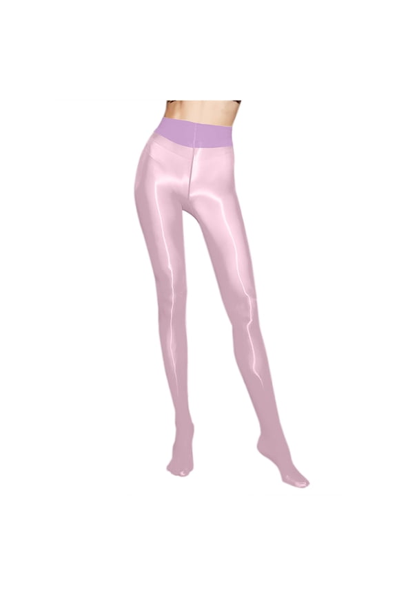 Pantyhose for Women Tummy Control Sexy Glossy Semi Opaque Dance Tights High Waist Workout Leggings Indoor Fitness Pilates Sports Oil Glossy Pantyhose High-Stretch Anti-Snag Silk Stockings