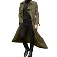 thumbnail image 1 of Alkepwun Peacoat Men's Minimalist Solid Color Long Double Breasted Trench Coat Windproof Long Sleeve Hoodless Collared Coat Soft Lightweight Waist Tied Casual Coat Portable Comfortable Jacket, 1 of 5
