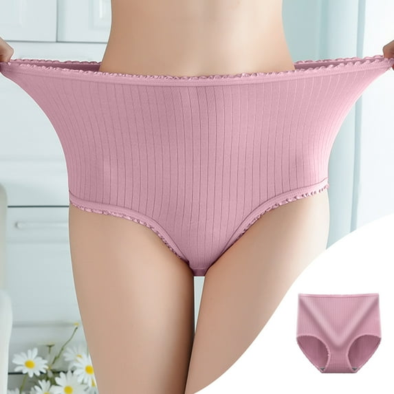 Alkepwun Period Underwear for Women Heavy Flow High Waisted Menstrual Panty Absorbency Ribbed Cotton Panties on Clearance