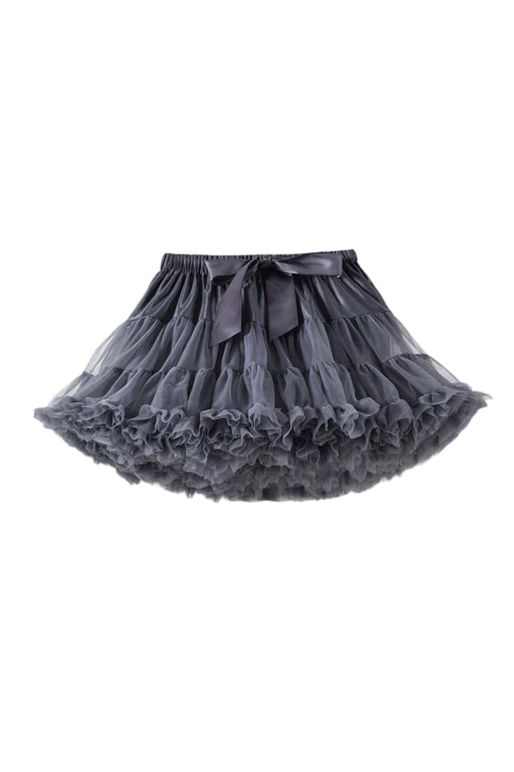 Petticoat for Girls Multi-Layered Pleated Tulle Tutu Skirt Thin Comfort Flowing Elastic Waist Bow Puffy Ballet Dance Party Cosplay Short Skirt