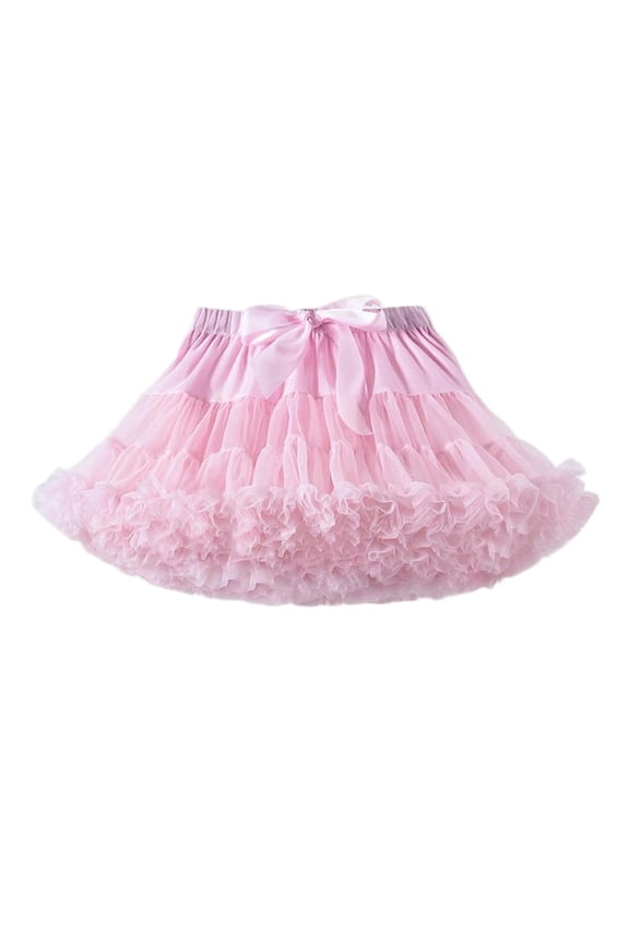 Petticoat for Girls Multi-Layered Pleated Tulle Tutu Skirt Thin Comfort Flowing Elastic Waist Bow Puffy Ballet Dance Party Cosplay Short Skirt