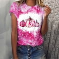 thumbnail image 1 of Alkepwun Pink Ribbon Shirts for Women Short Sleeve Breast Cancer Shirt Inspirational Breast Cancer Awareness Gifts Halloween Pumpkin Ghost Flower Printed Graphic Tees Tops,S-5XL, 1 of 7