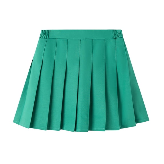 Alkepwun Pleated Skirt GirlsSolid Versatile Stretch High Waisted Mini Skirt with Lining Comfortable Soft Durable Non-Transparent SchoolUniform Flowy Skirts